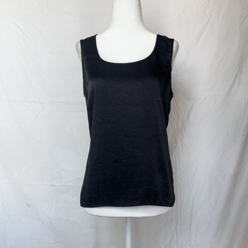 Talbots 100% Silk Black Tank Top 90s Minimalist Quiet Luxury Parisian